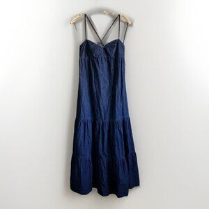LOFT Denim Tiered Maxi Dress Size 2